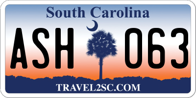 SC license plate ASH063