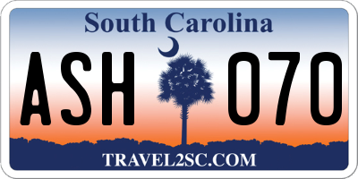 SC license plate ASH070