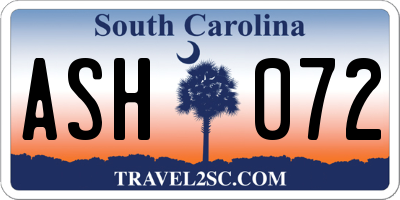 SC license plate ASH072