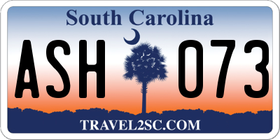 SC license plate ASH073