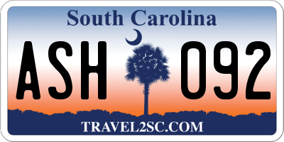 SC license plate ASH092