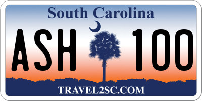 SC license plate ASH100
