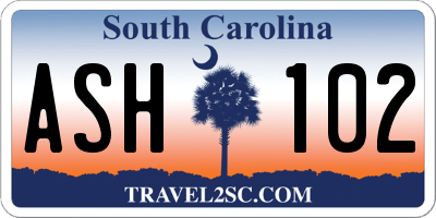 SC license plate ASH102