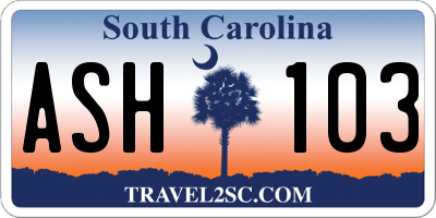 SC license plate ASH103