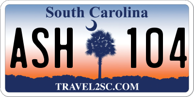 SC license plate ASH104