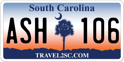 SC license plate ASH106