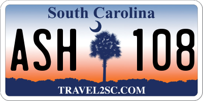 SC license plate ASH108