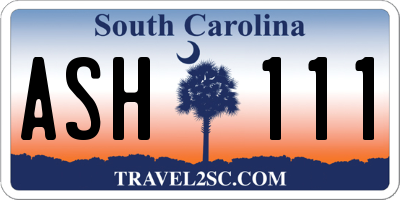 SC license plate ASH111