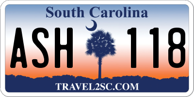 SC license plate ASH118