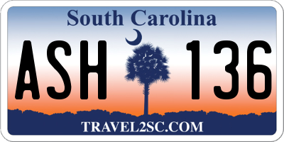SC license plate ASH136