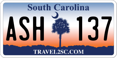 SC license plate ASH137