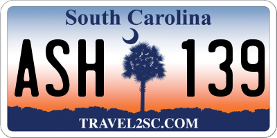 SC license plate ASH139
