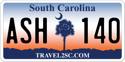 SC license plate ASH140