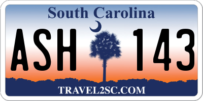 SC license plate ASH143