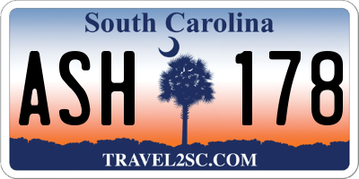 SC license plate ASH178