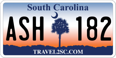 SC license plate ASH182