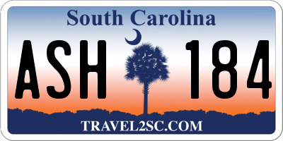SC license plate ASH184