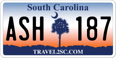 SC license plate ASH187
