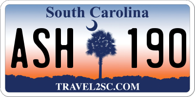 SC license plate ASH190