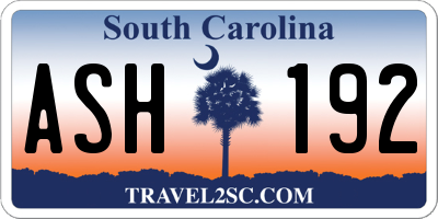 SC license plate ASH192