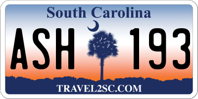 SC license plate ASH193