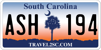 SC license plate ASH194