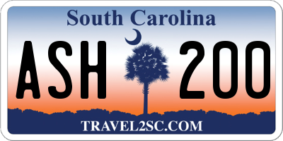 SC license plate ASH200