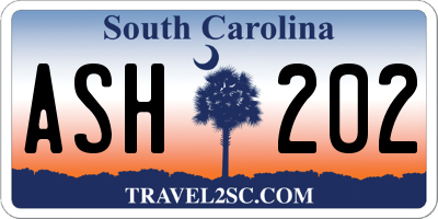 SC license plate ASH202