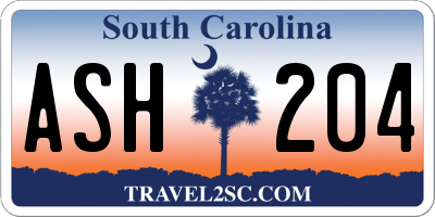 SC license plate ASH204
