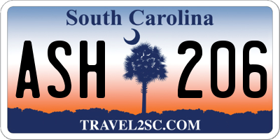 SC license plate ASH206