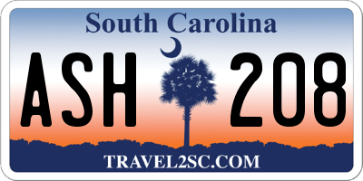 SC license plate ASH208