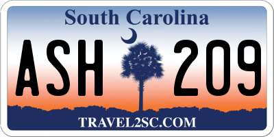 SC license plate ASH209