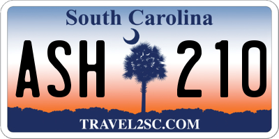SC license plate ASH210