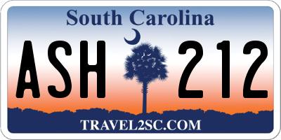 SC license plate ASH212