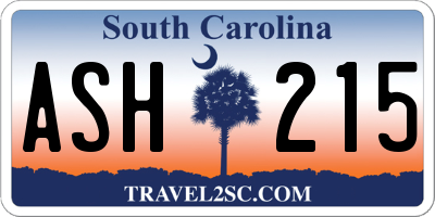 SC license plate ASH215