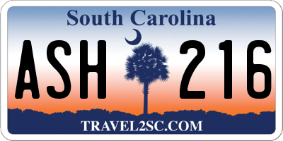 SC license plate ASH216