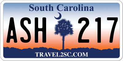 SC license plate ASH217