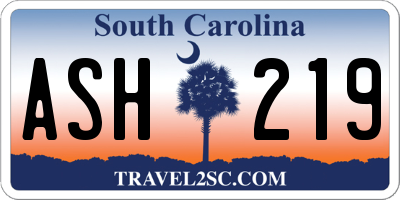 SC license plate ASH219