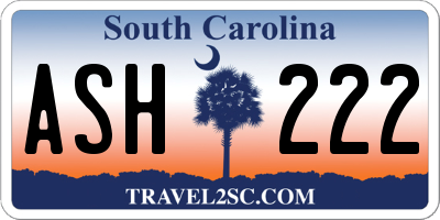 SC license plate ASH222