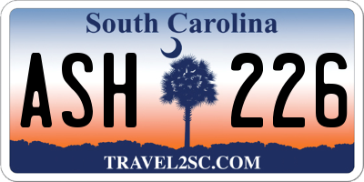 SC license plate ASH226