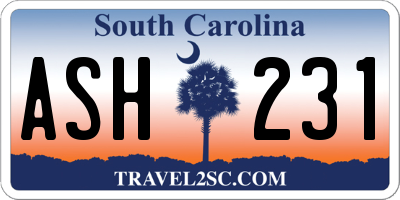 SC license plate ASH231