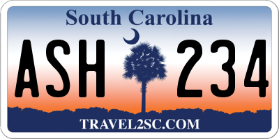 SC license plate ASH234