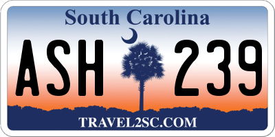 SC license plate ASH239