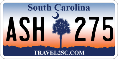 SC license plate ASH275