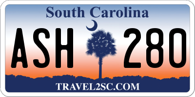 SC license plate ASH280