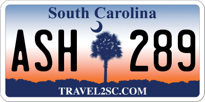 SC license plate ASH289