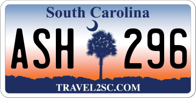 SC license plate ASH296