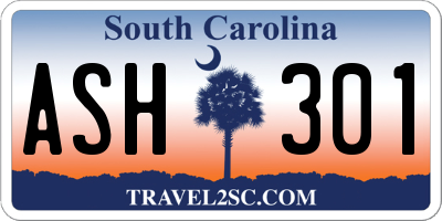 SC license plate ASH301