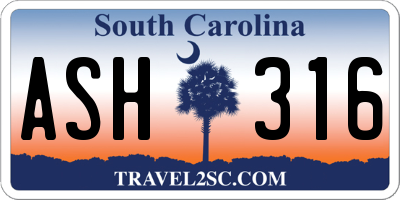SC license plate ASH316