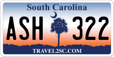 SC license plate ASH322